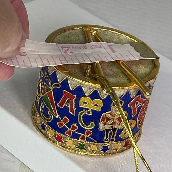 Vintage Cloisonné drum and sticks ornament. Bright and in beautiful shape. - Picture 9 of 9